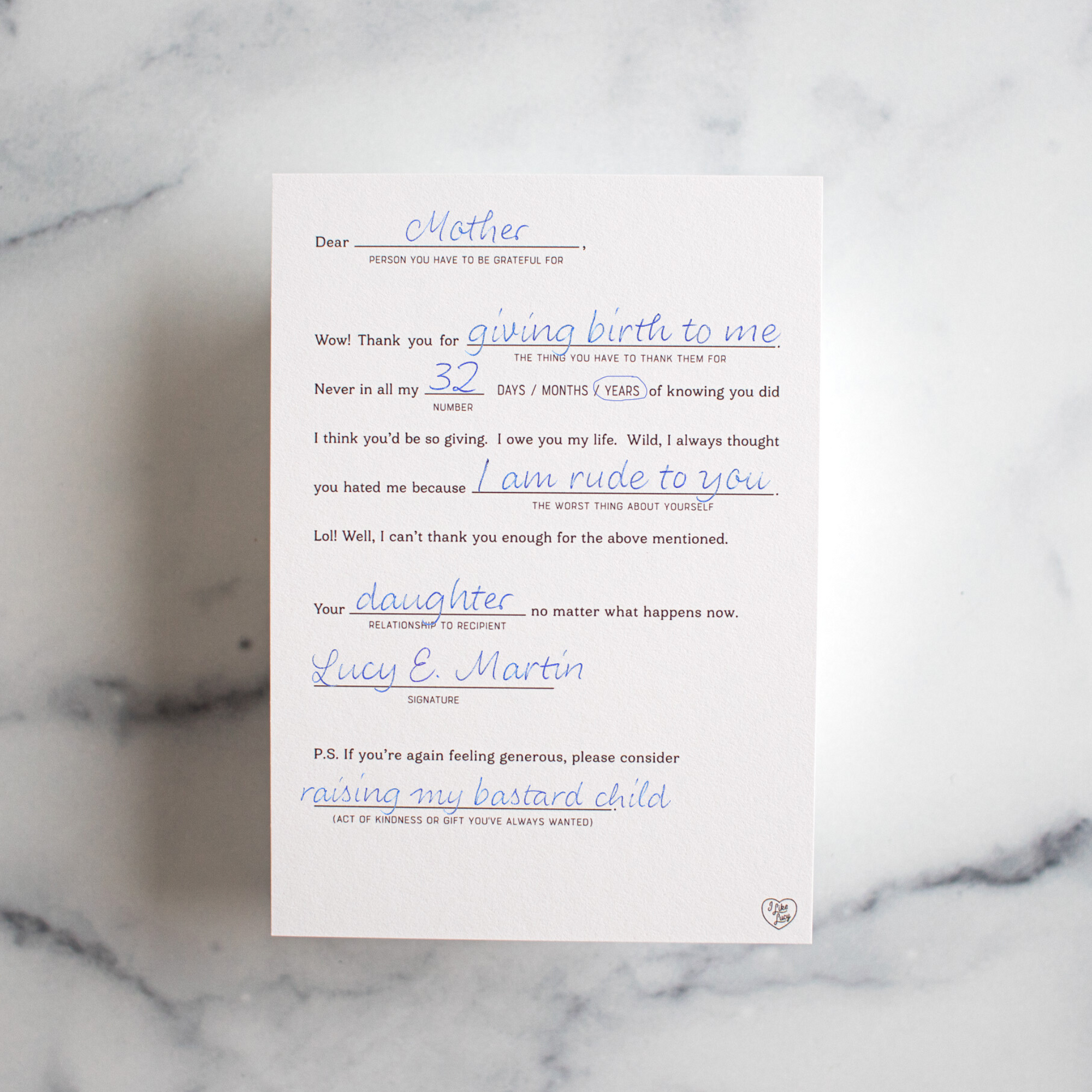 Thank You 'Kinda Blank' Greeting Card